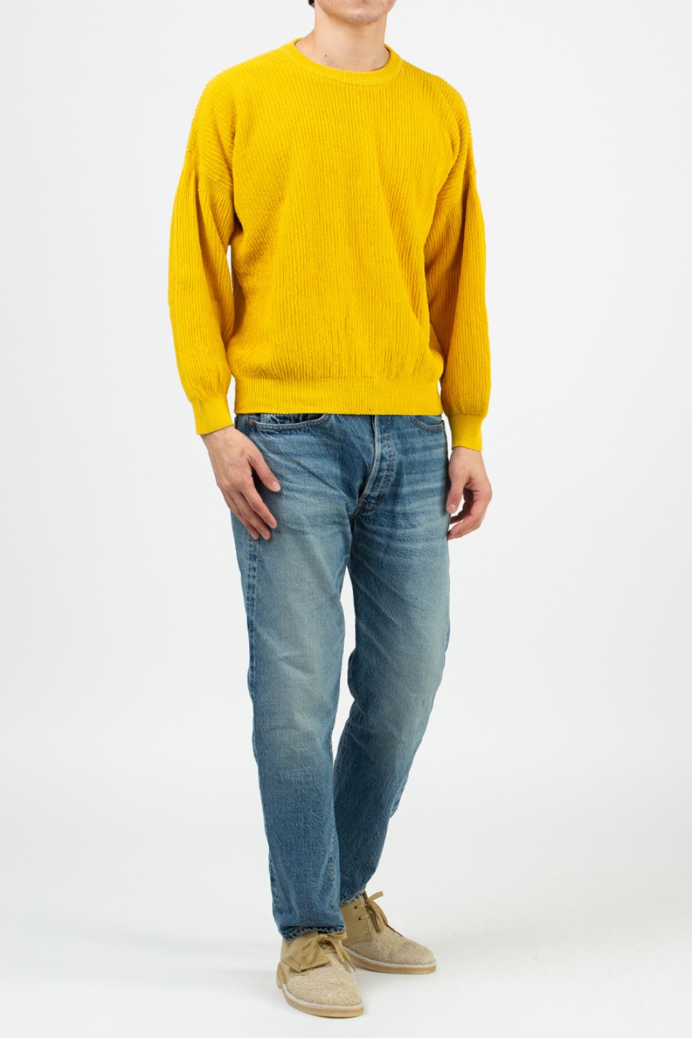 RIB SHOULDER PULLOVER TURMERIC DYED